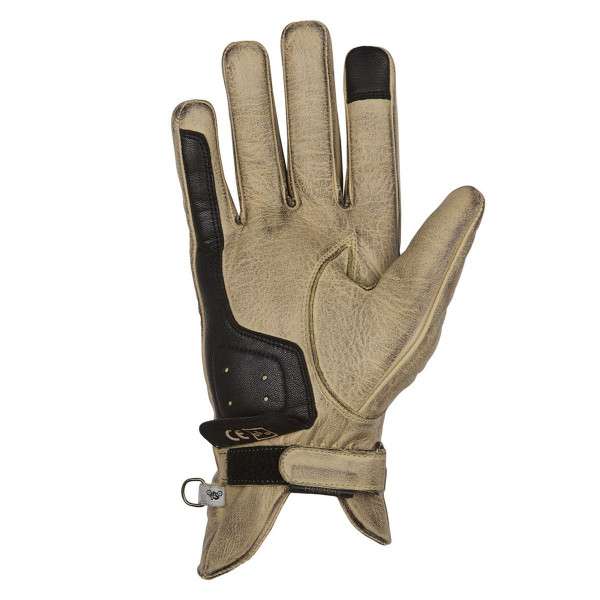 Helstons Condor Summer Beige Black Leather Gloves