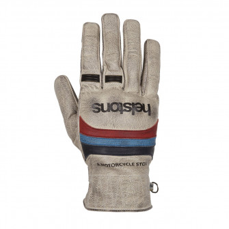 Helstons Mora Beige/Blue/Red Leather Summer Gloves
