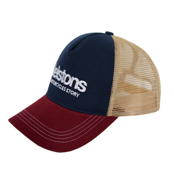 Helstons Logo Trucker Cap Bordeaux-Beige-Blue