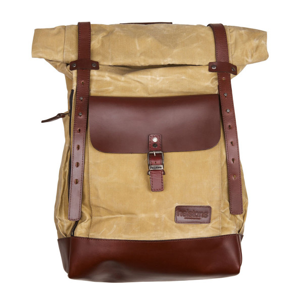Helstons Paddock Roll Top Backpack - Beige / Brown
